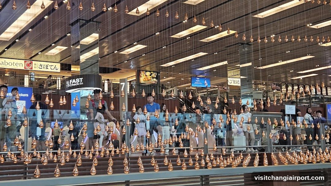 Shopping Mall Interior with Hanging Decorations