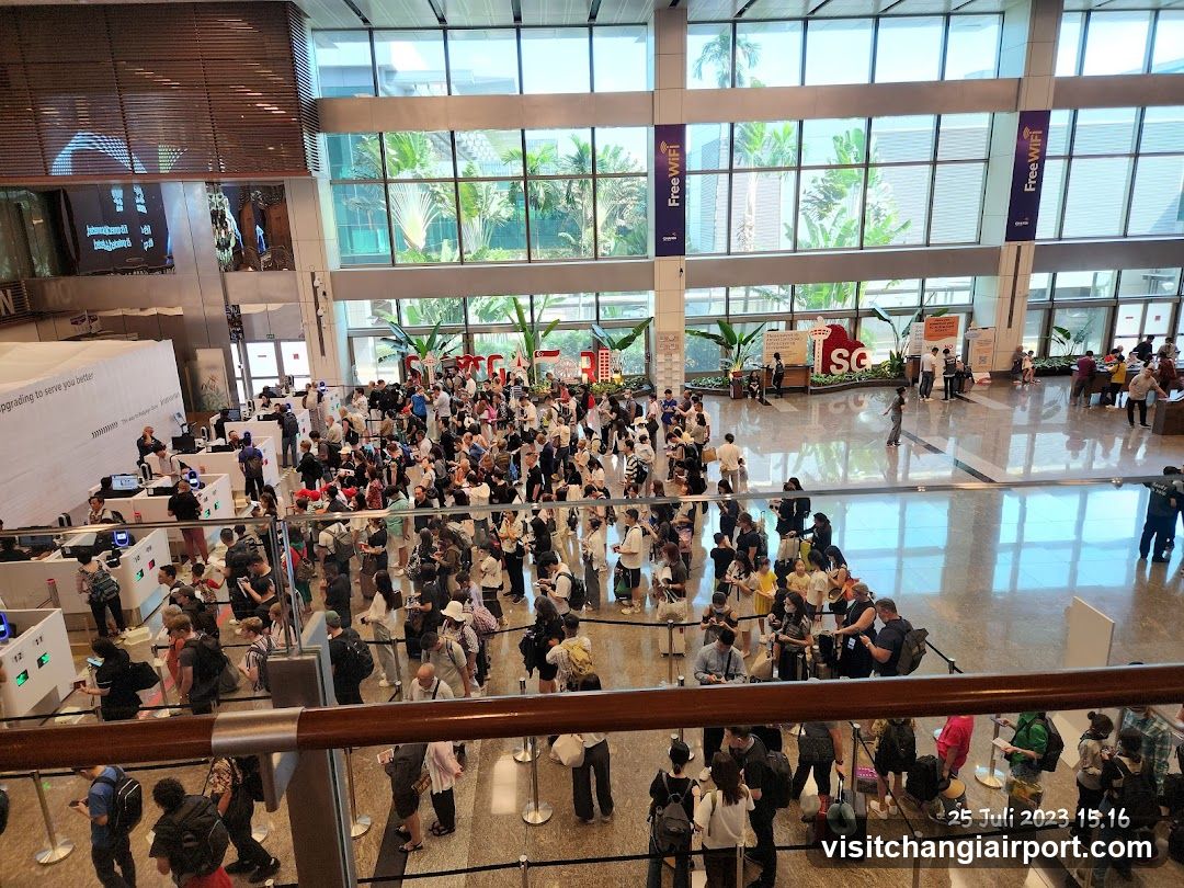 Airport Terminal Interior with Crowds