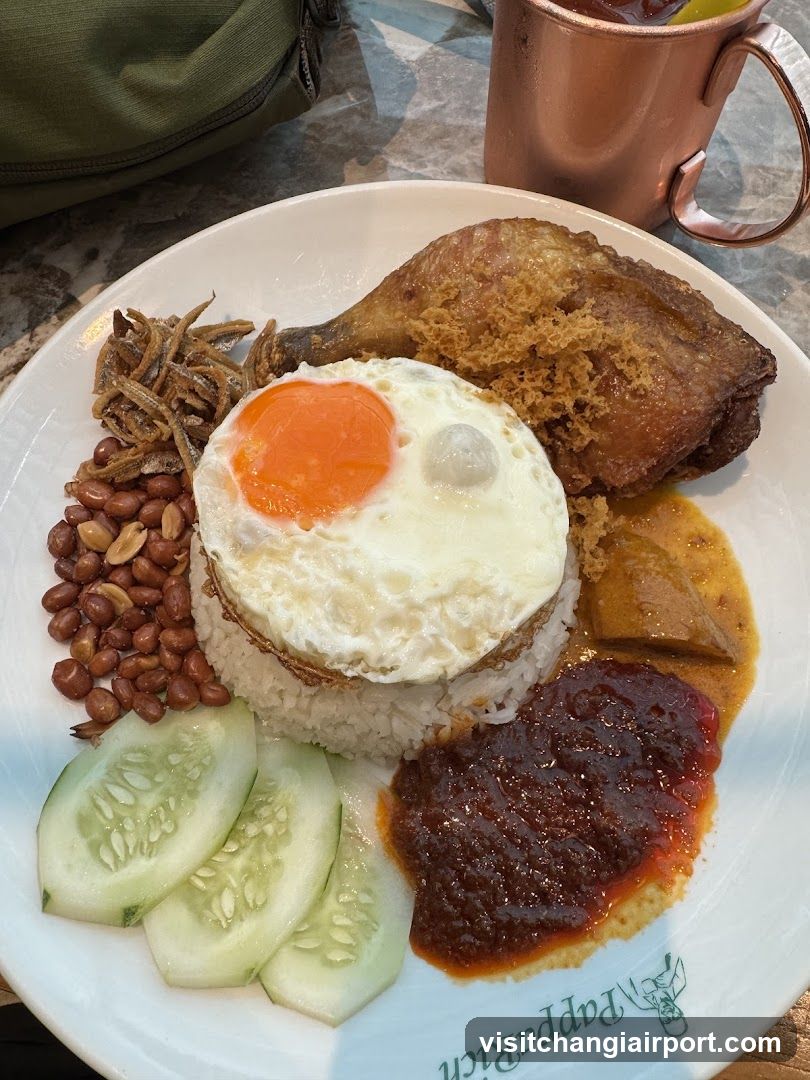 Nasi Lemak Plate with Fried Chicken and Curry