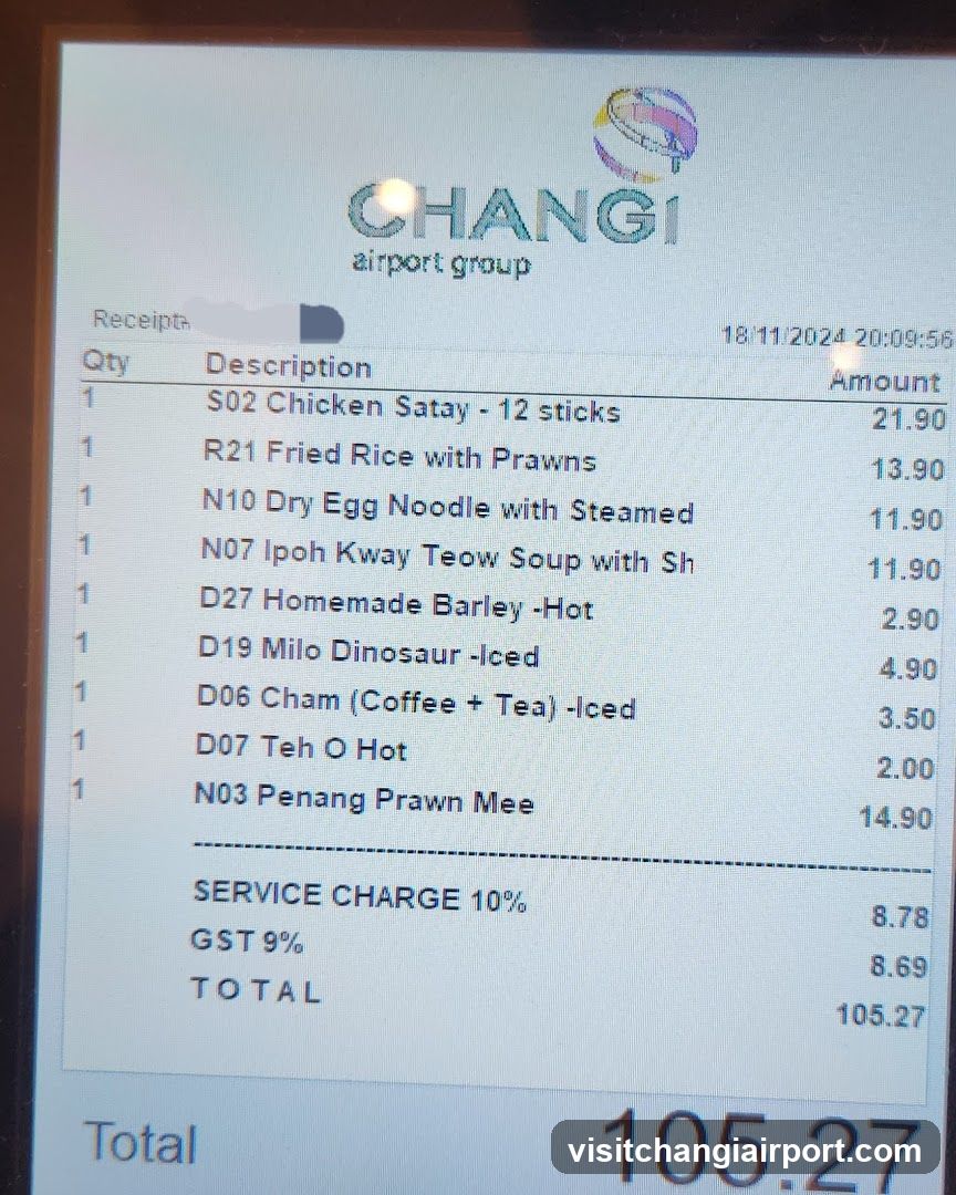 Changi Airport Group Receipt