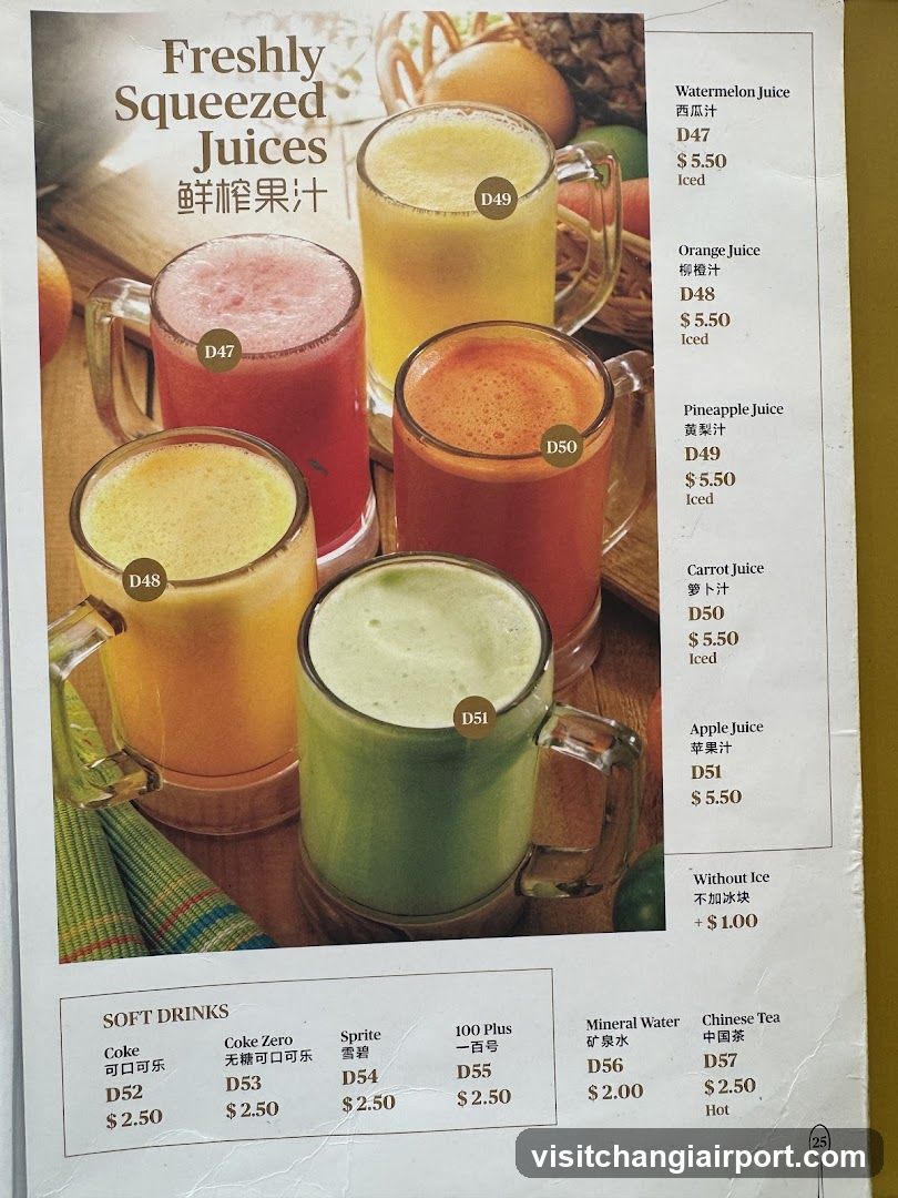 Freshly Squeezed Juices Menu