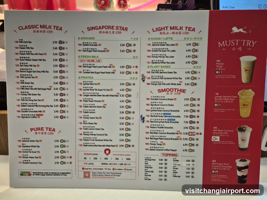 Singapore Milk Tea Menu