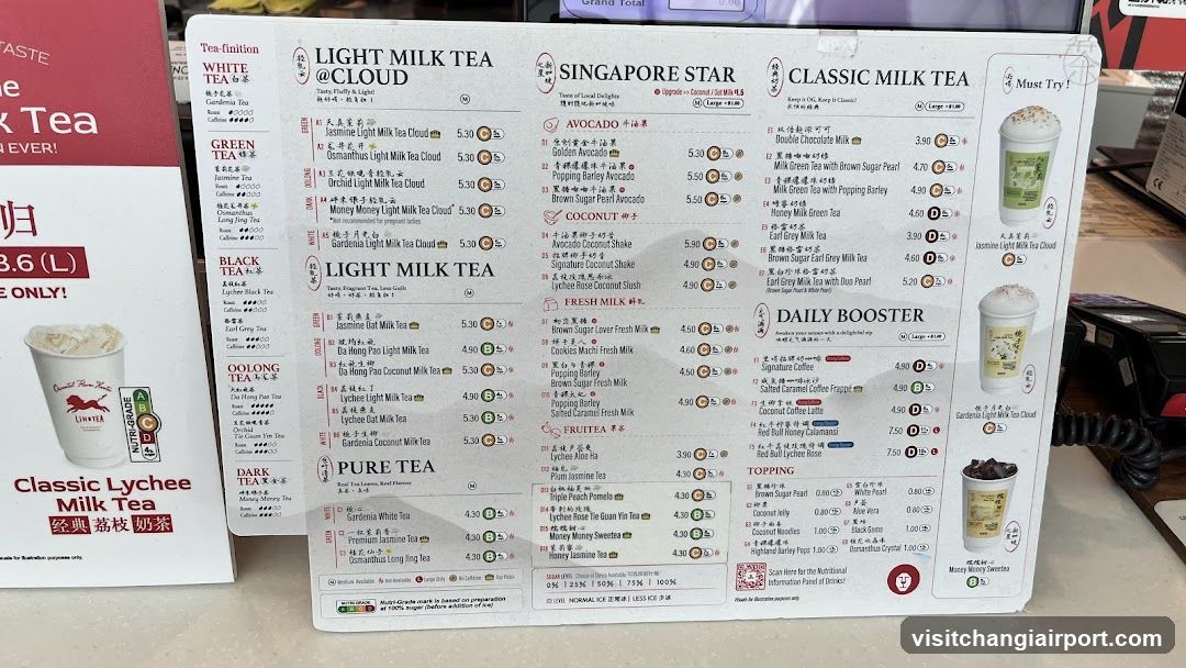 Light Milk Tea @ Cloud Menu Board