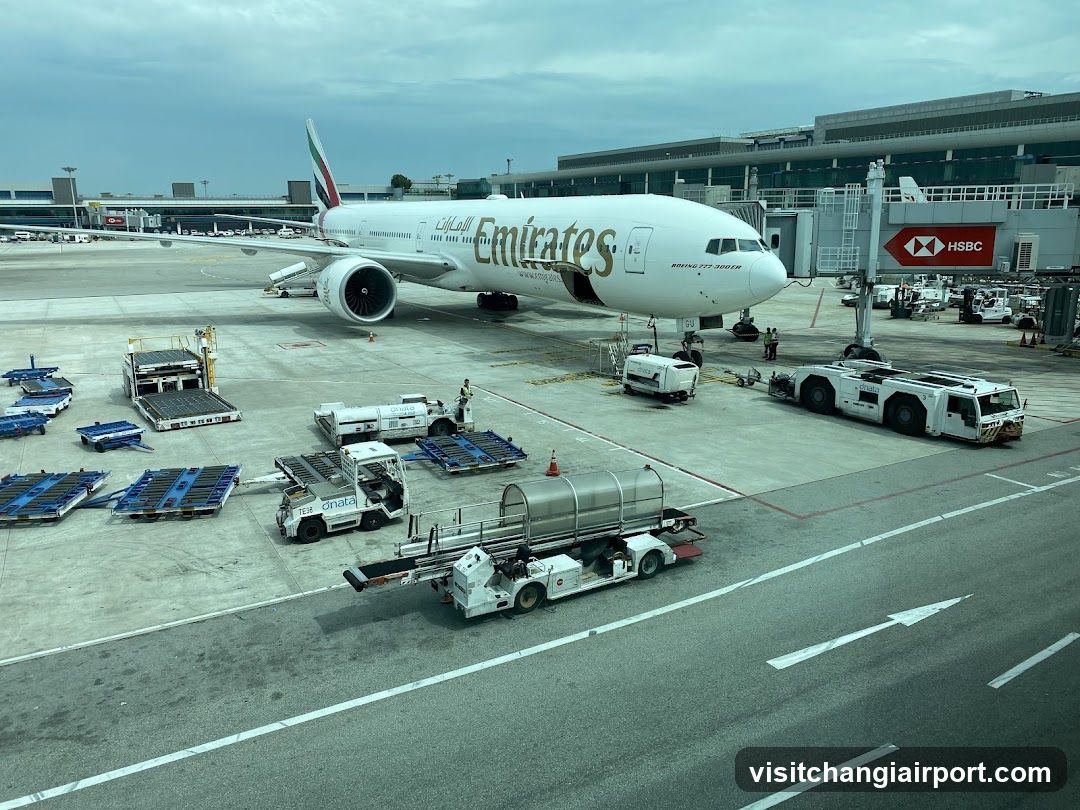 Emirates Airliner at Airport Terminal