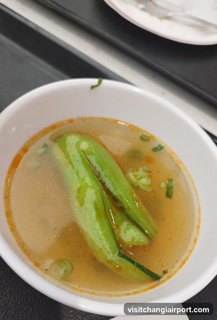 Bowl of Soup with Cucumber Slices