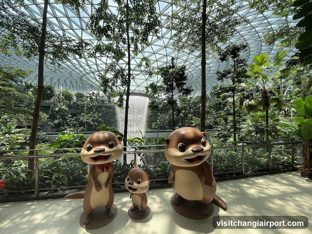 Otter Family Statues in Garden
