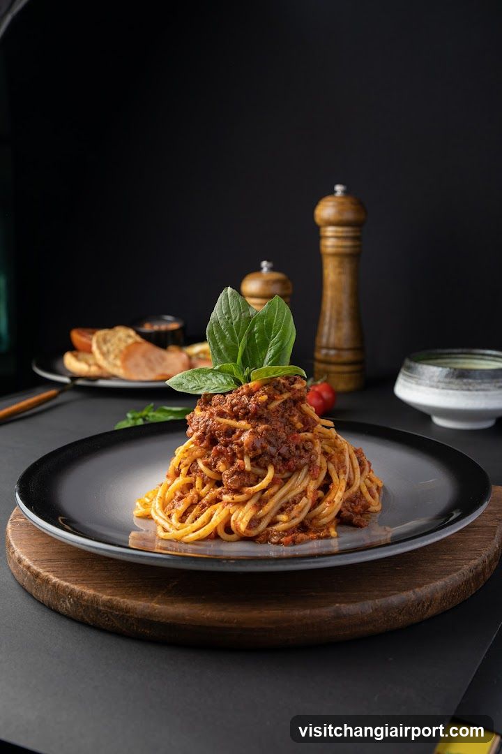 Spaghetti with Meat Sauce and Basil