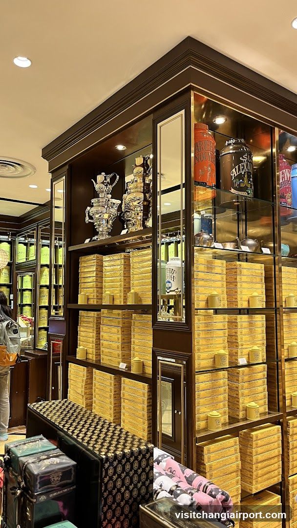 Interior of a tea shop with product display
