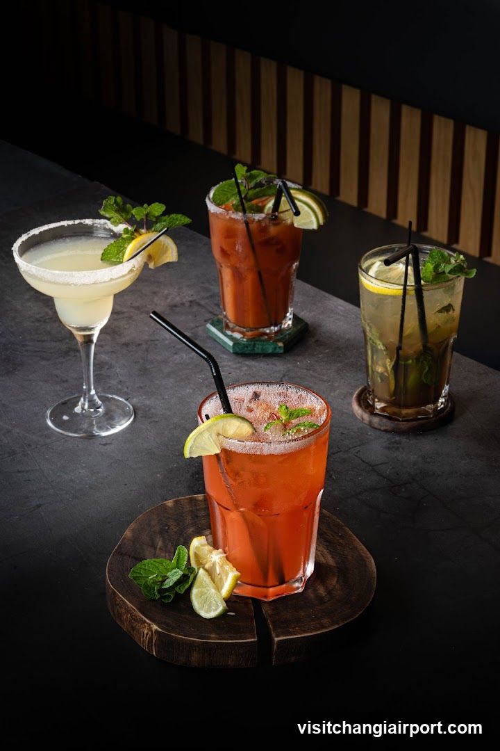 Cocktails on a dark table