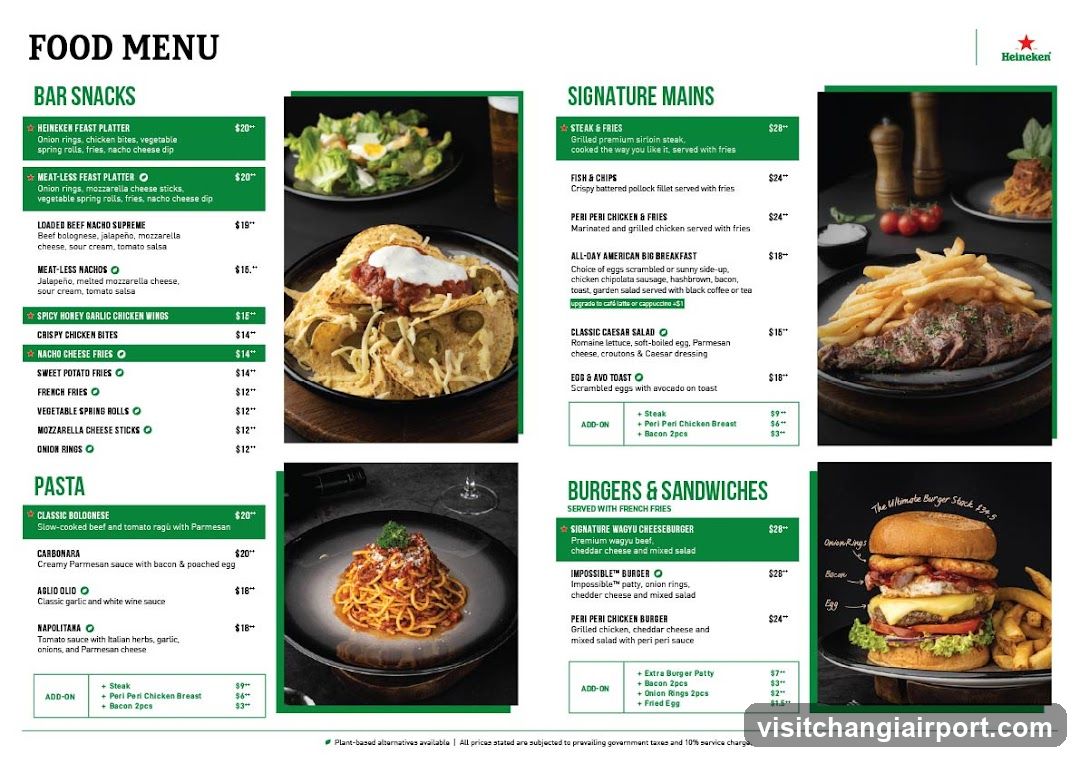 Heineken Food Menu