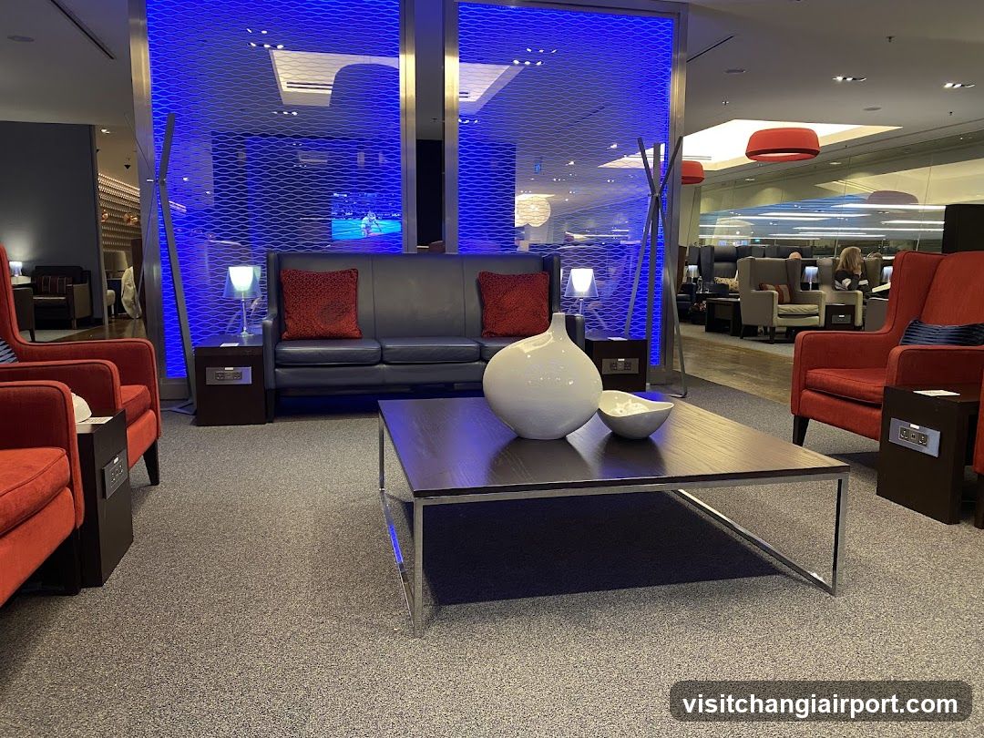 Lounge Interior with Blue Lighting