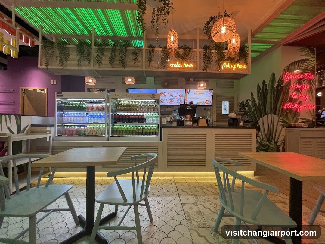 Interior of a modern juice bar or smoothie shop