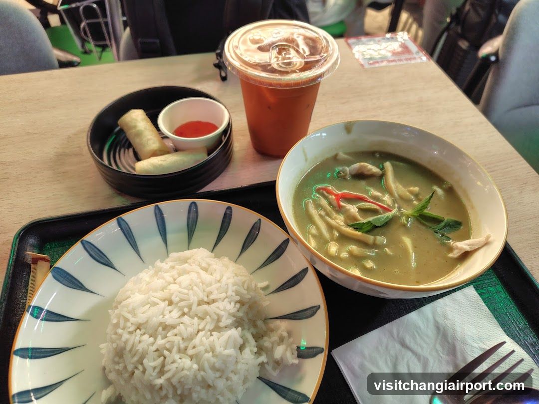 Thai Curry Meal with Spring Rolls