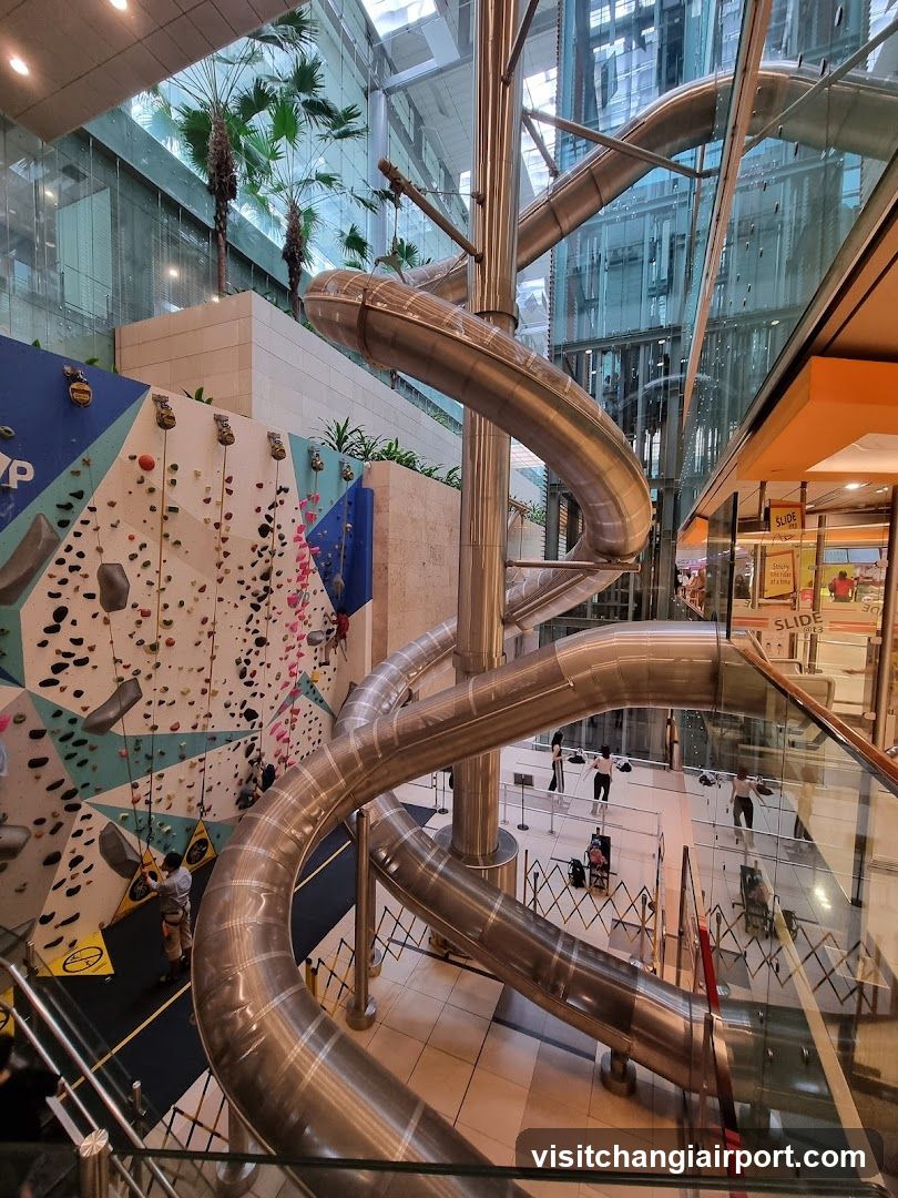 Shopping Center Interior with Slides and Climbing Wall
