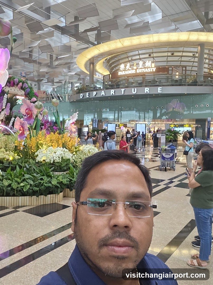 Airport Departure Hall with Floral Display