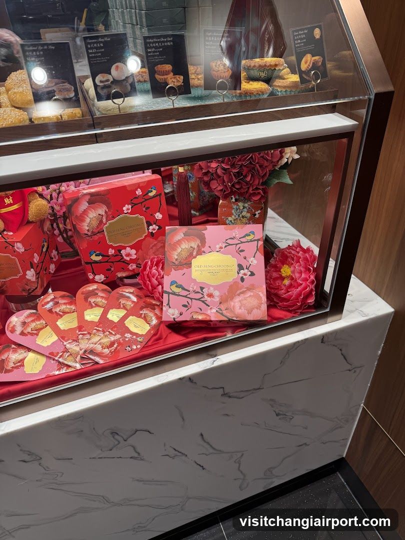 Display Case with Pastries and Gift Boxes