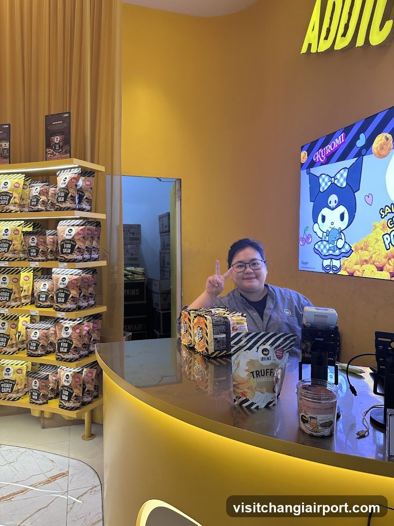 Snack Shop Interior with Staff and Products