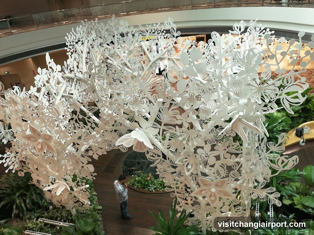 White Paper Cutout Tree Installation