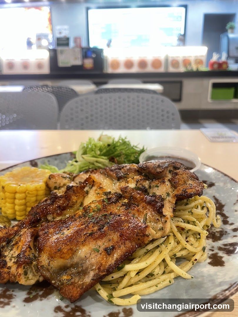 Grilled Chicken with Pasta and Corn