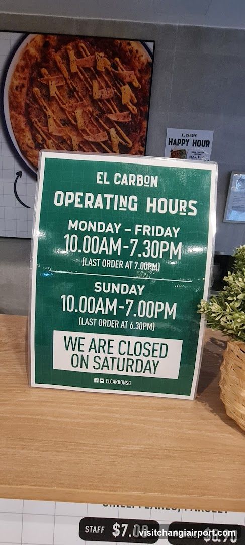 El Carbon Operating Hours Sign
