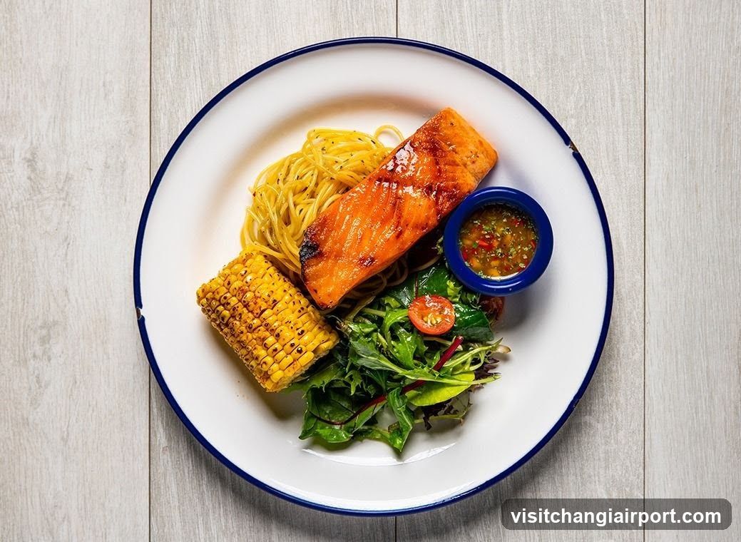 Grilled Salmon with Pasta and Salad