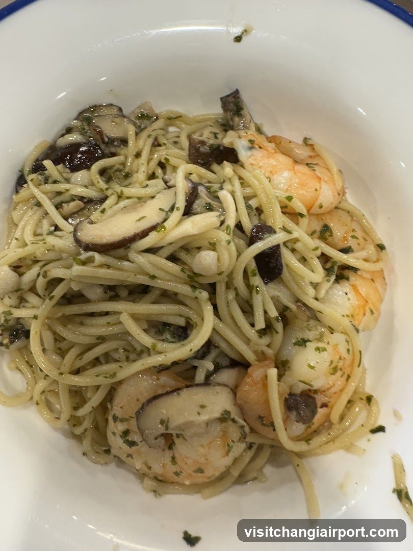 Shrimp and Mushroom Pasta with Herb Sauce