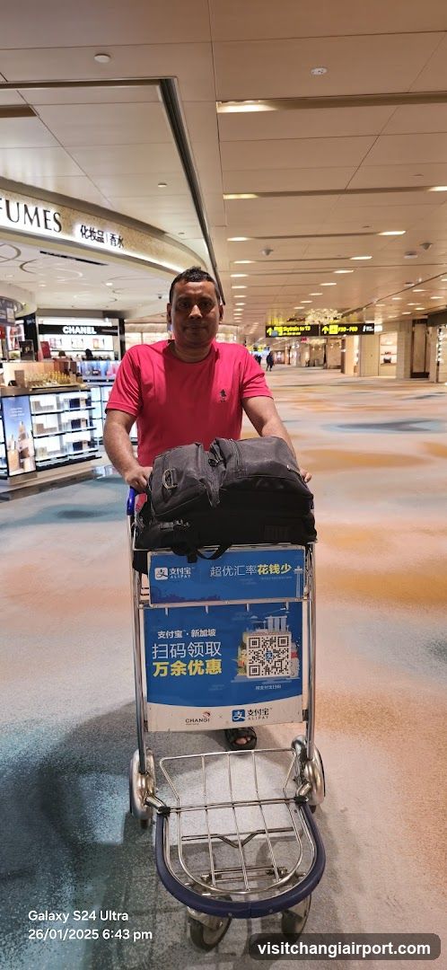 Airport Terminal Interior with Shopping Cart