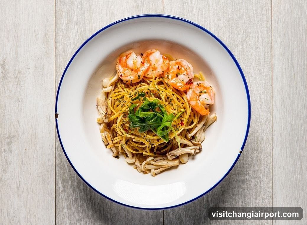Shrimp Pasta with Mushrooms and Arugula