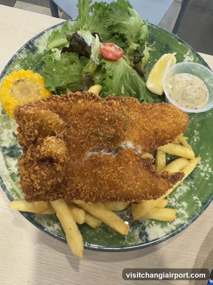 Breaded Fish with Fries and Salad