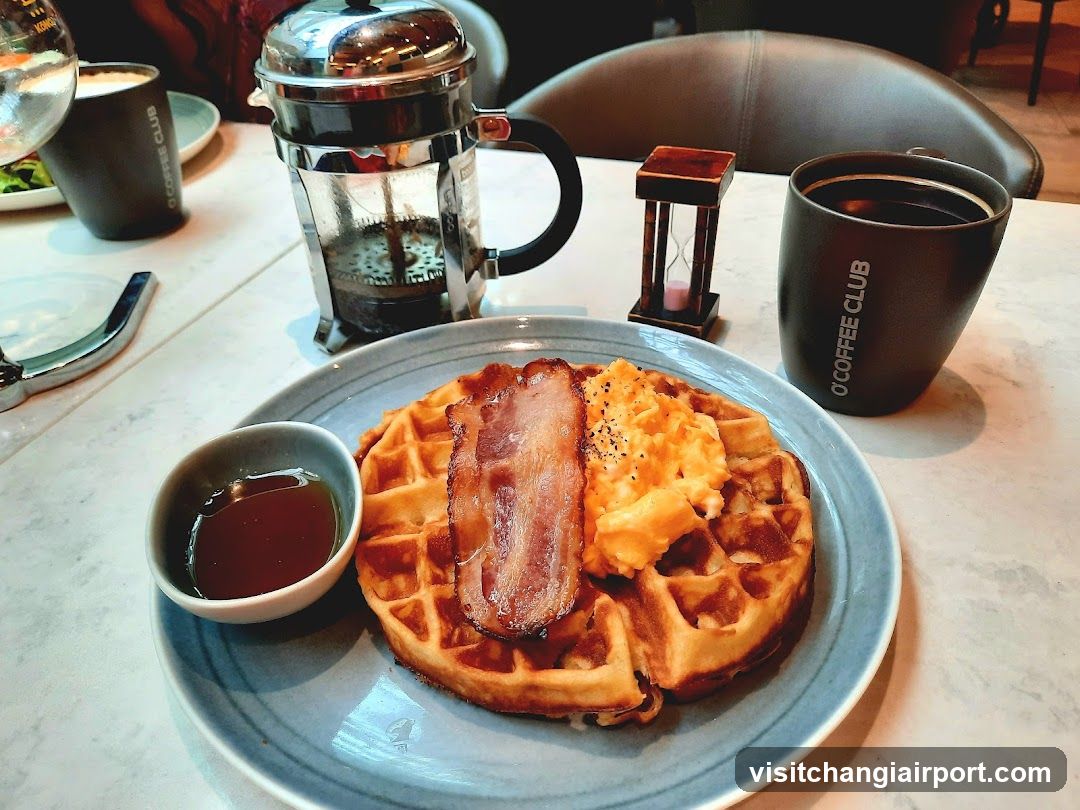 Breakfast with Waffles and Bacon