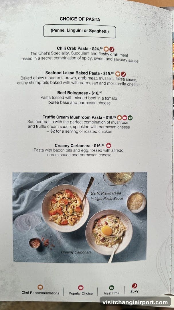 Choice of Pasta Menu