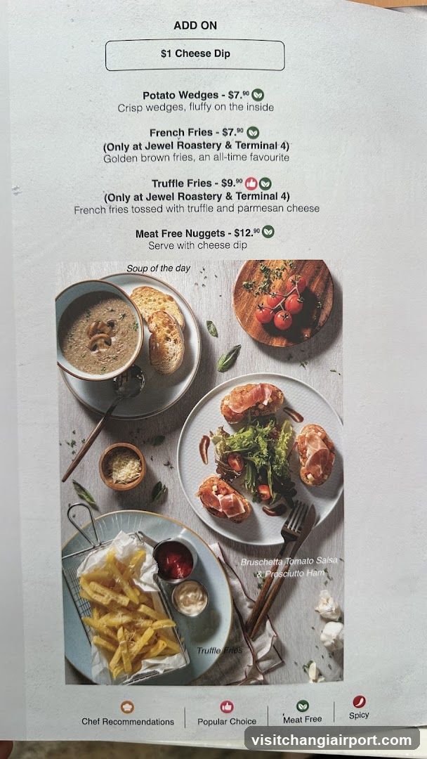 Food Menu Page with Soup and Fries Options