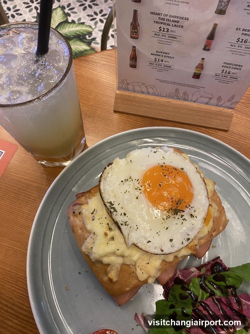 Breakfast with Fried Egg and Drink