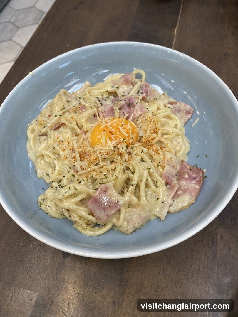 Bowl of Pasta with Egg and Bacon