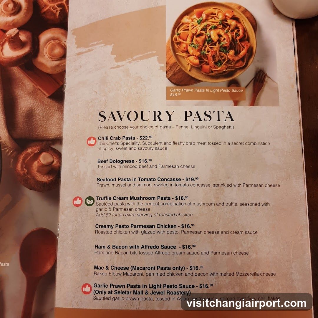 Savoury Pasta Menu