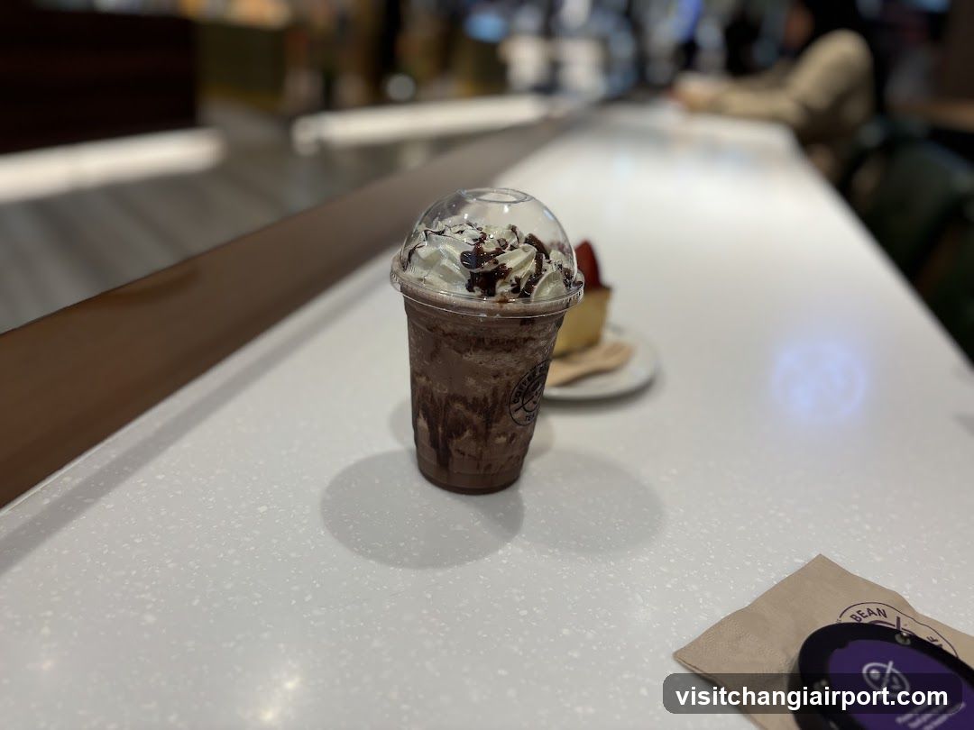 Chocolate Drink and Dessert at Cafe Counter