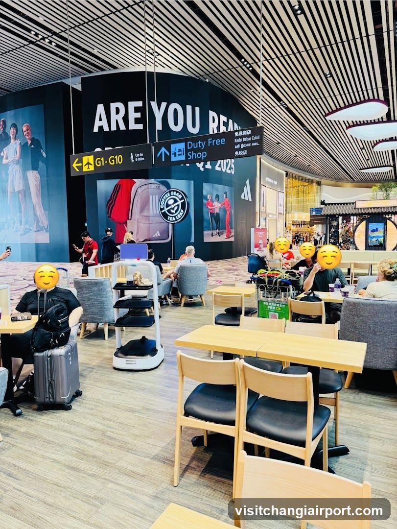 Airport Lounge Interior with Digital Screens and Seating Area