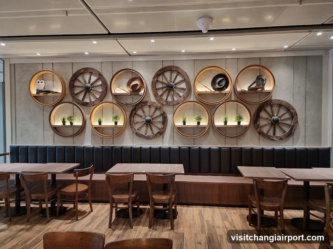 Restaurant Interior with Decorative Wall Shelves