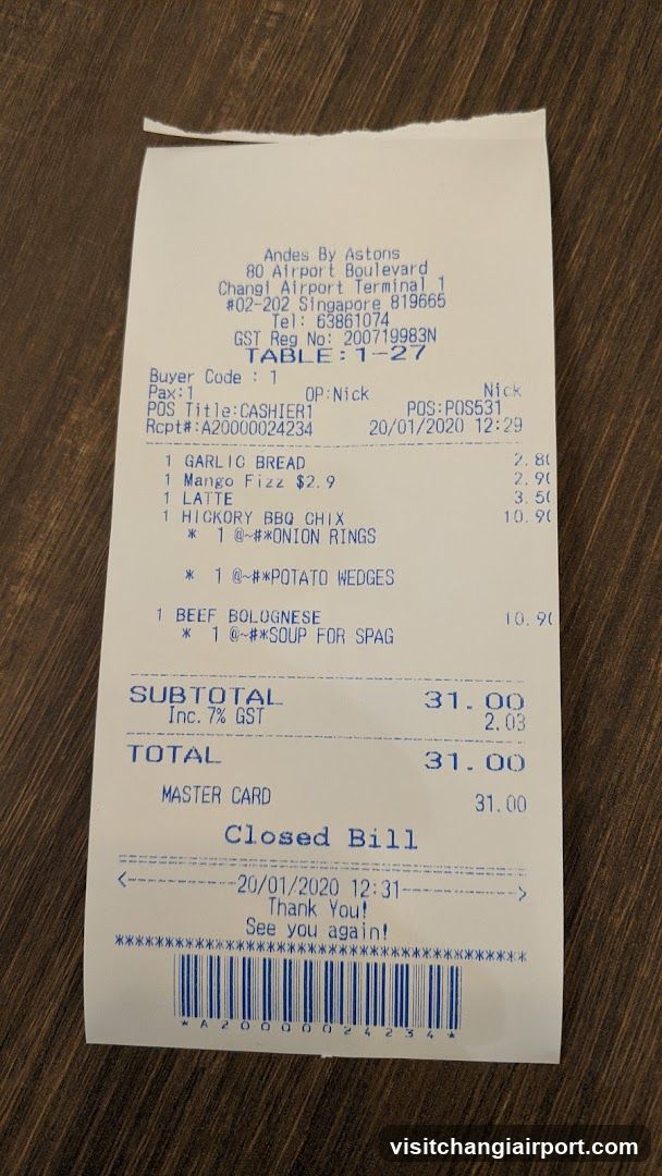 Restaurant Receipt