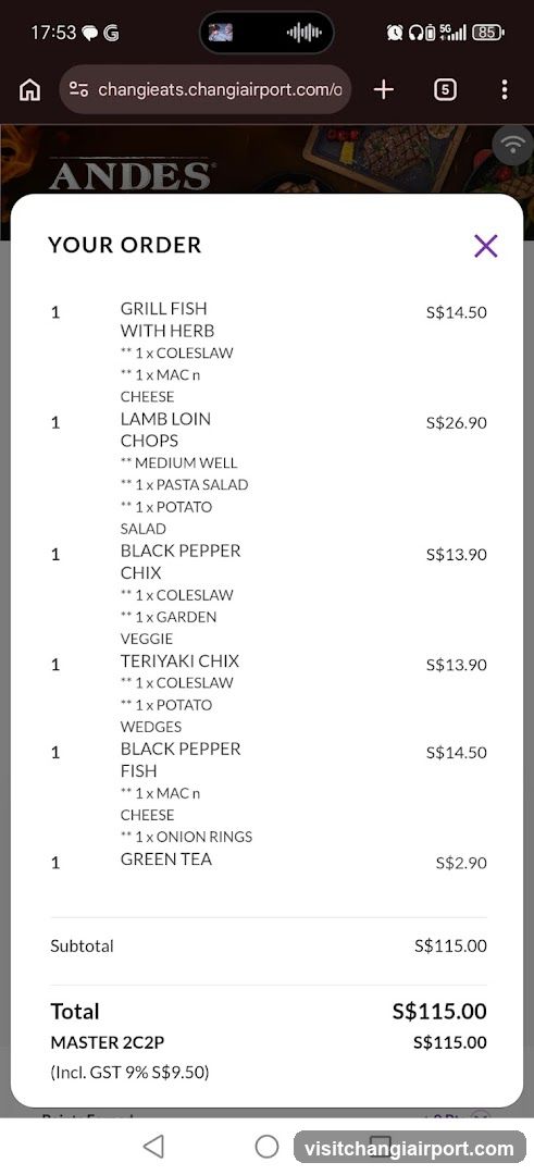 Restaurant Order Receipt