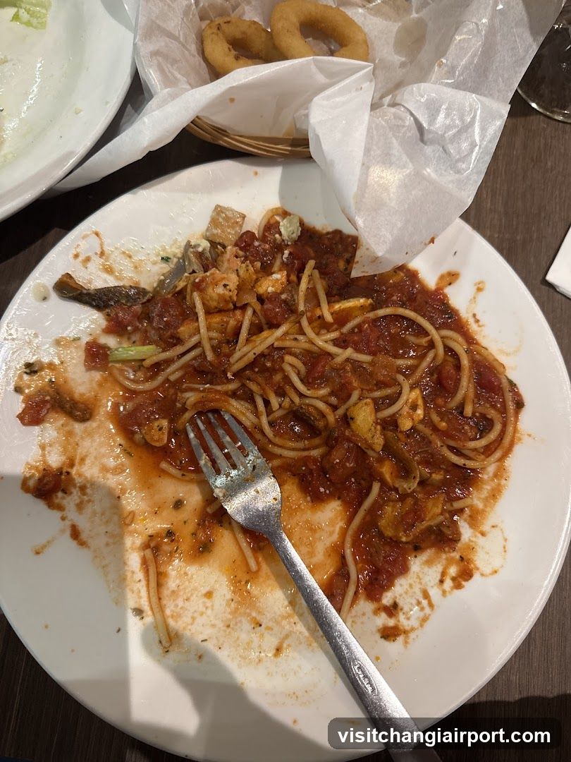 Spaghetti with Tomato Sauce and Onion Rings