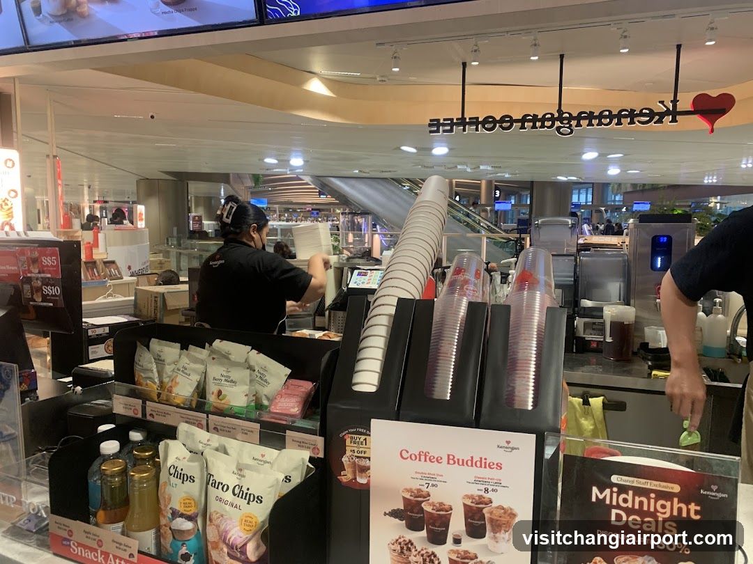 Coffee Shop Interior with Staff and Products