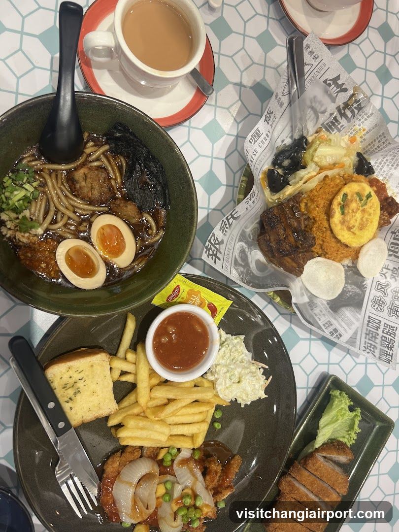 Ramen and Fried Chicken Meal Spread