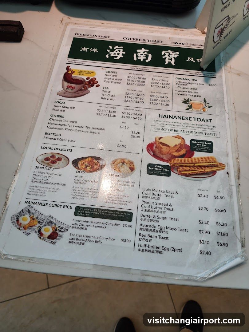 Hainanese Story Coffee & Toast Menu