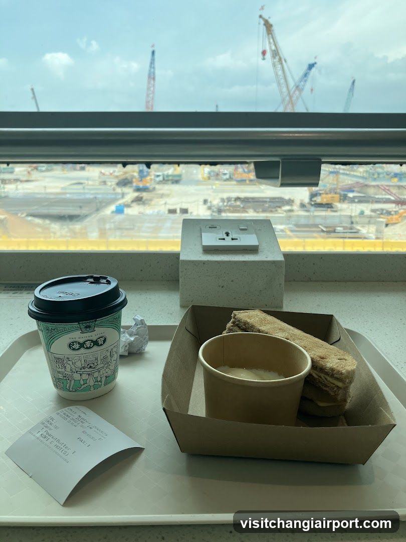 Breakfast with construction view