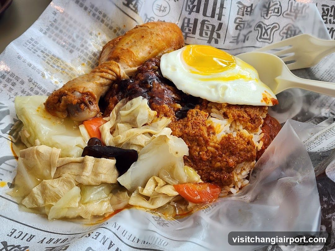 Curry Rice with Fried Egg and Chicken Leg
