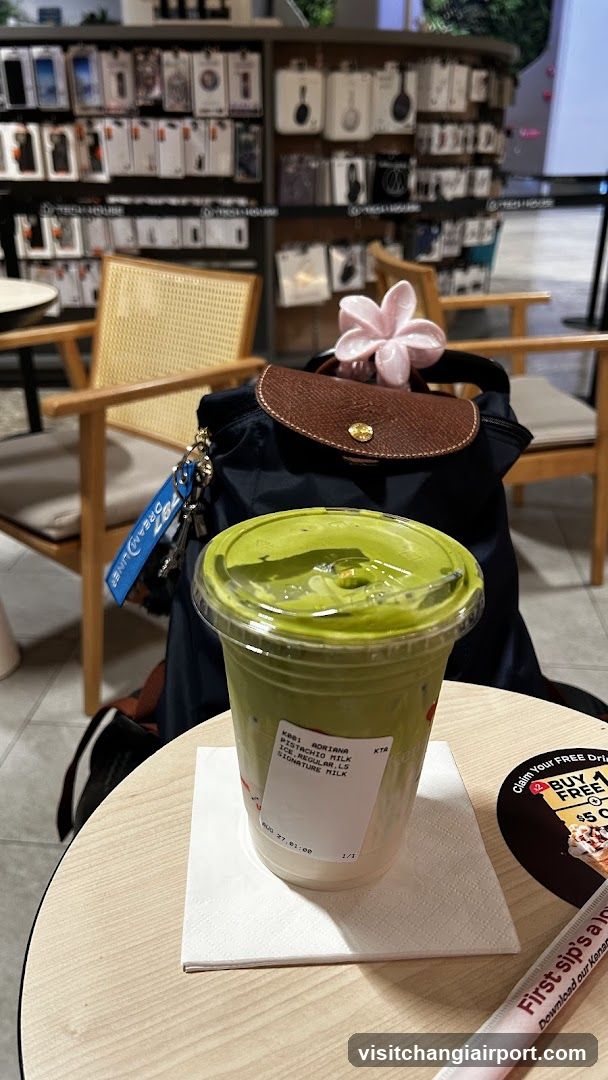 Matcha Drink and Accessories in Store Interior