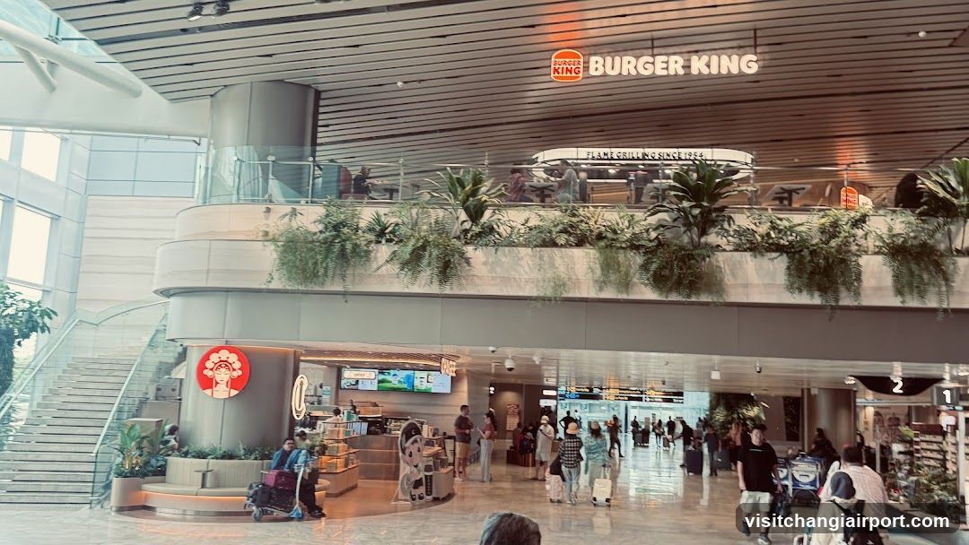 Airport Terminal Interior with Burger King and Starbucks