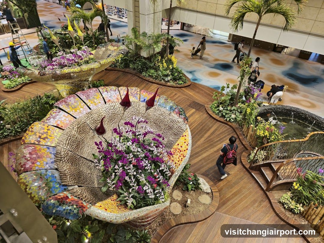 Indoor Garden Display with Mosaic Shell Planter