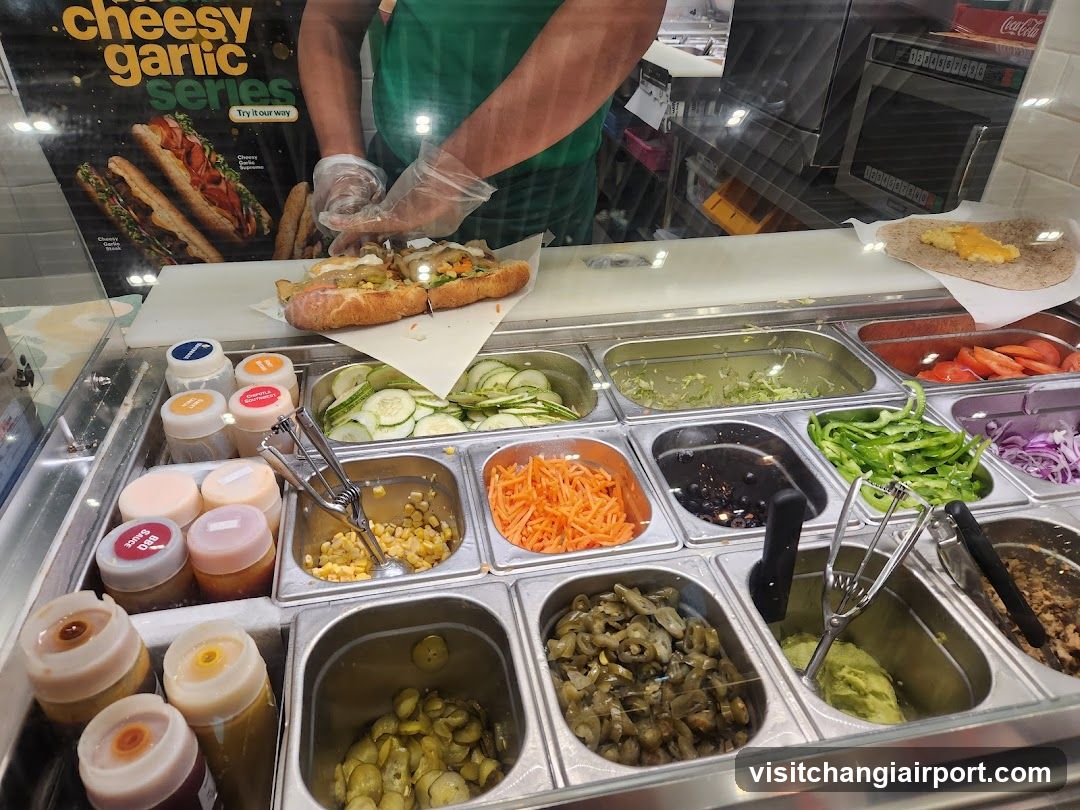 Sub Shop Counter with Ingredients and Staff